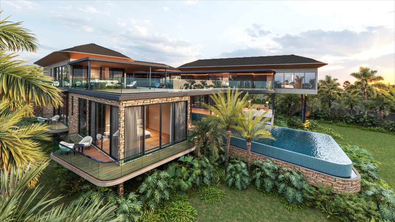 Modern villa exterior view